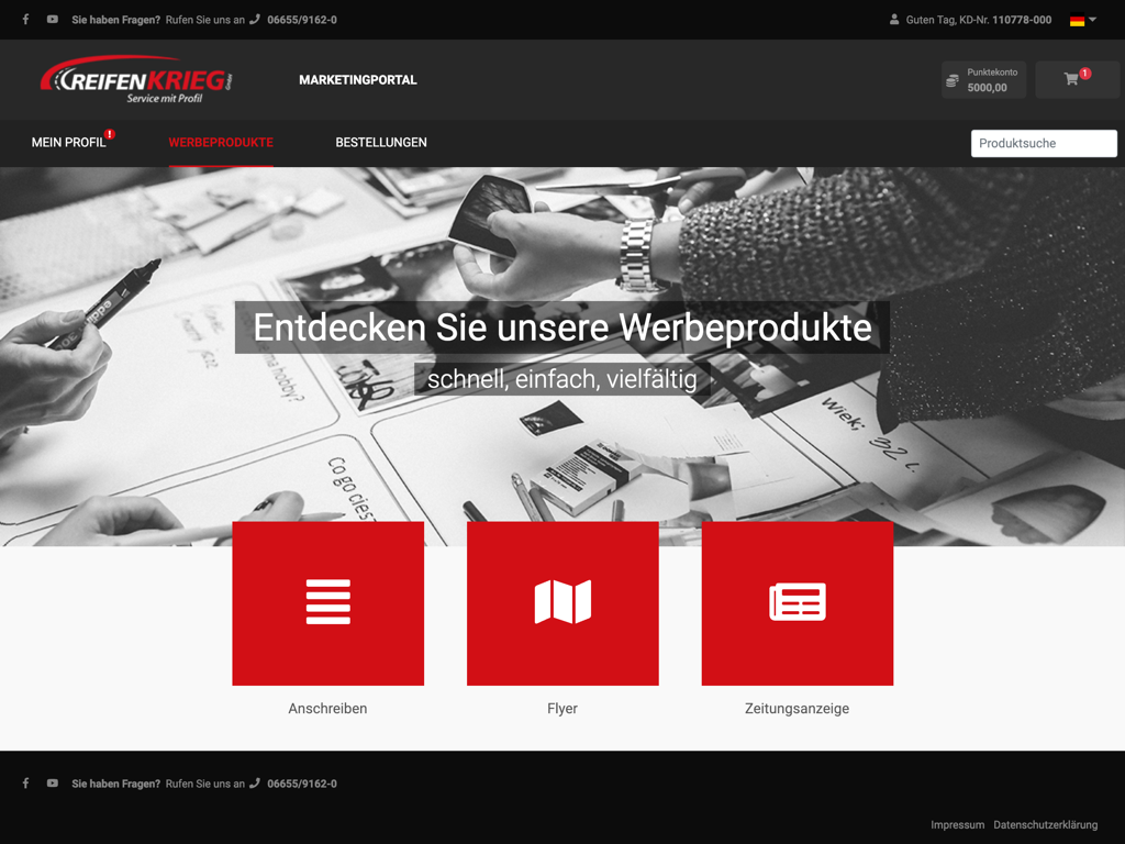 Reifen Krieg-Marketingportal